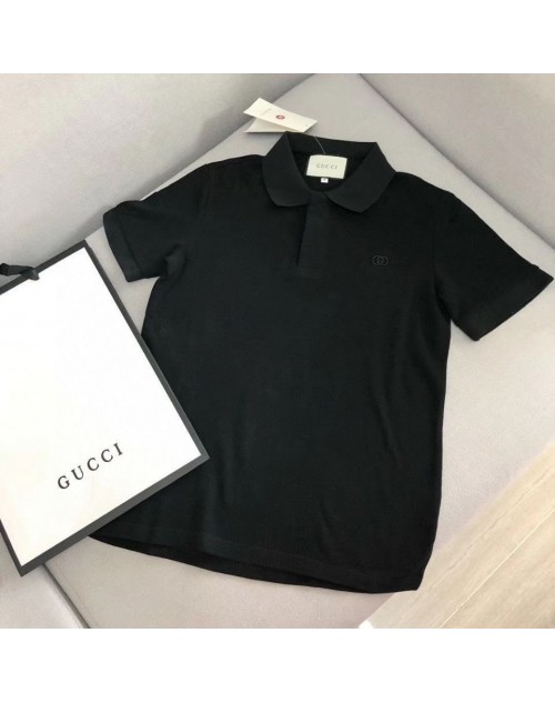グッチ Tシャツ 半袖 黒白 ポロシャツ ビジネス 通勤  ファッション潮流