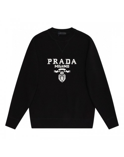 プラダ  セーター  黒白  シンプル  高品質  人気 ファション