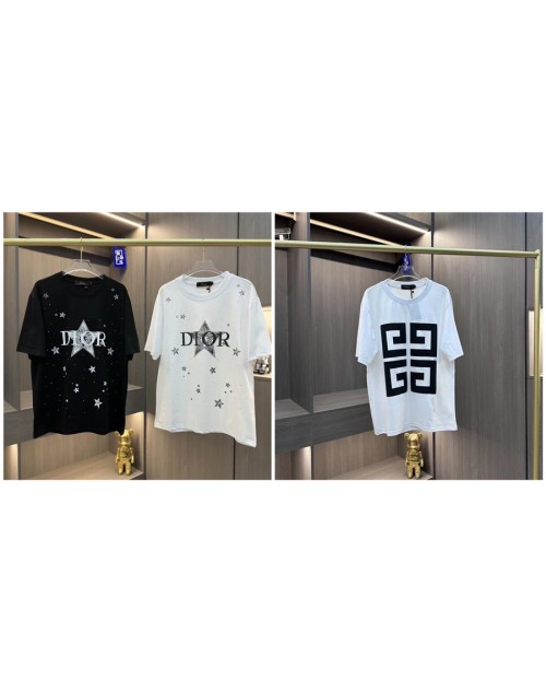 ディオール ジバンシィ Tシャツ シンプル Diorロゴ 半袖 Tシャツ 黒白2色 男女通用